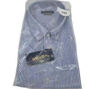 PIOMBO Mens Linen Shirt 3XL Blue Italian Luxury Button Down Dress Work 3X